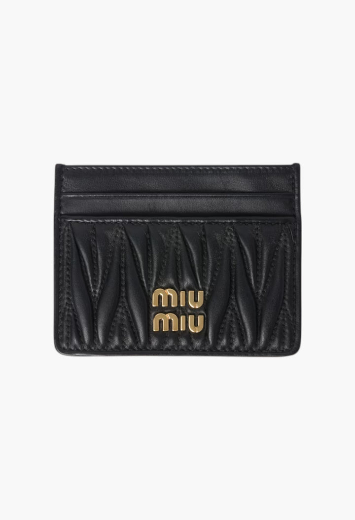 Black - Matelassé Nappa Leather Card Holder - GLAM MODA