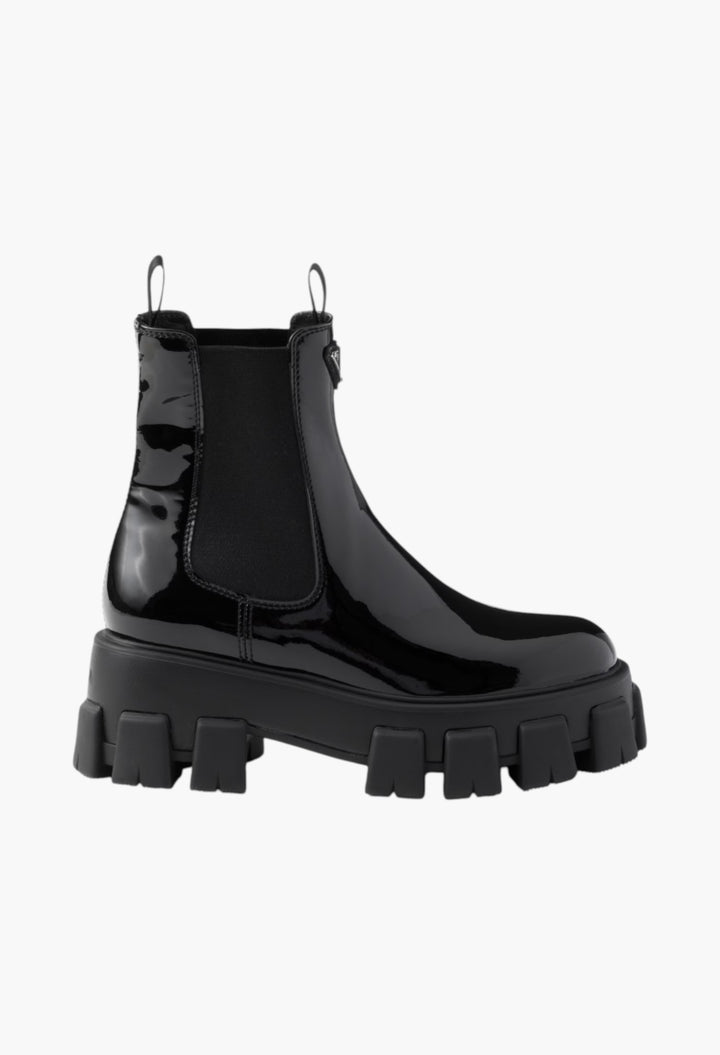 Black - Monolith Patent Leather Booties - GLAM MODA