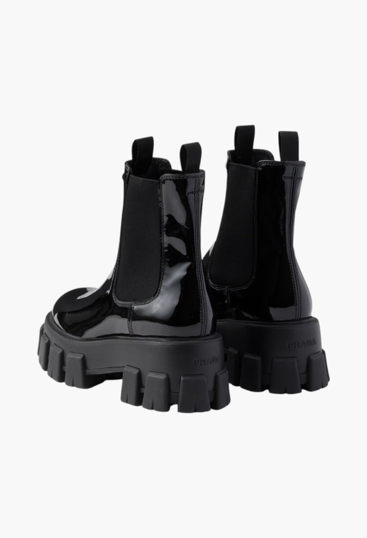 Black - Monolith Patent Leather Booties - GLAM MODA