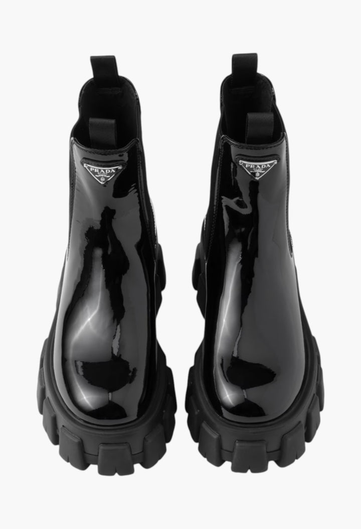 Black - Monolith Patent Leather Booties - GLAM MODA