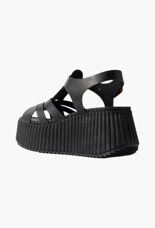 Black - Nama Leather Platform Sandals