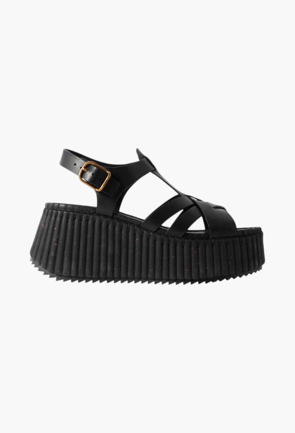 Black - Nama Leather Platform Sandals