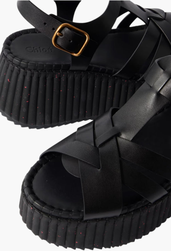 Black - Nama Leather Platform Sandals