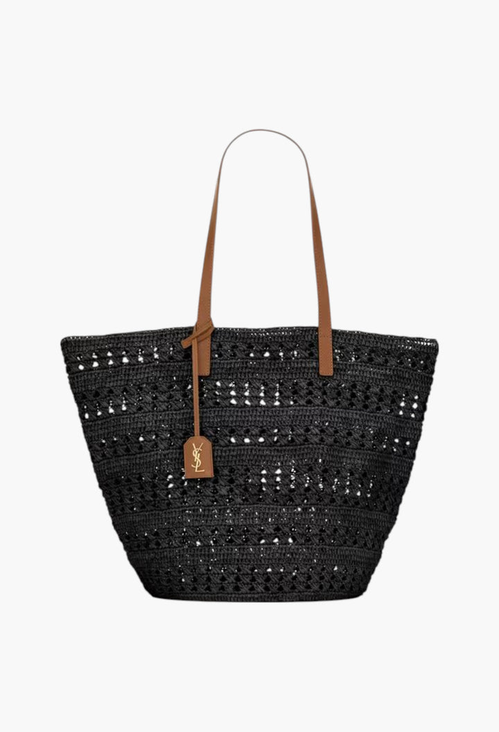 Black - Panier Medium Bag In Raffia - GLAM MODA