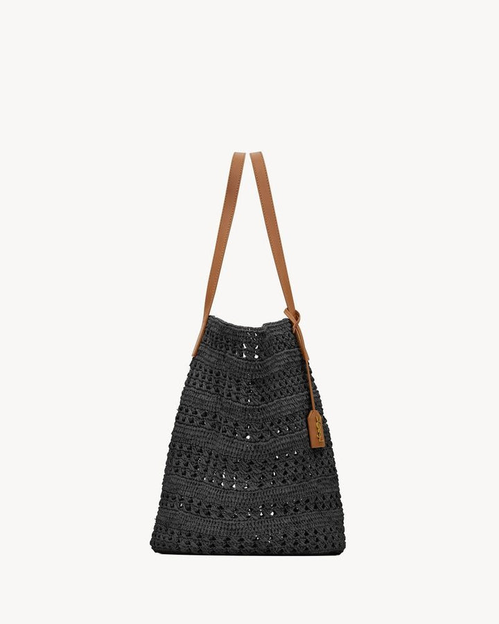 Black - Panier Medium Bag In Raffia - GLAM MODA