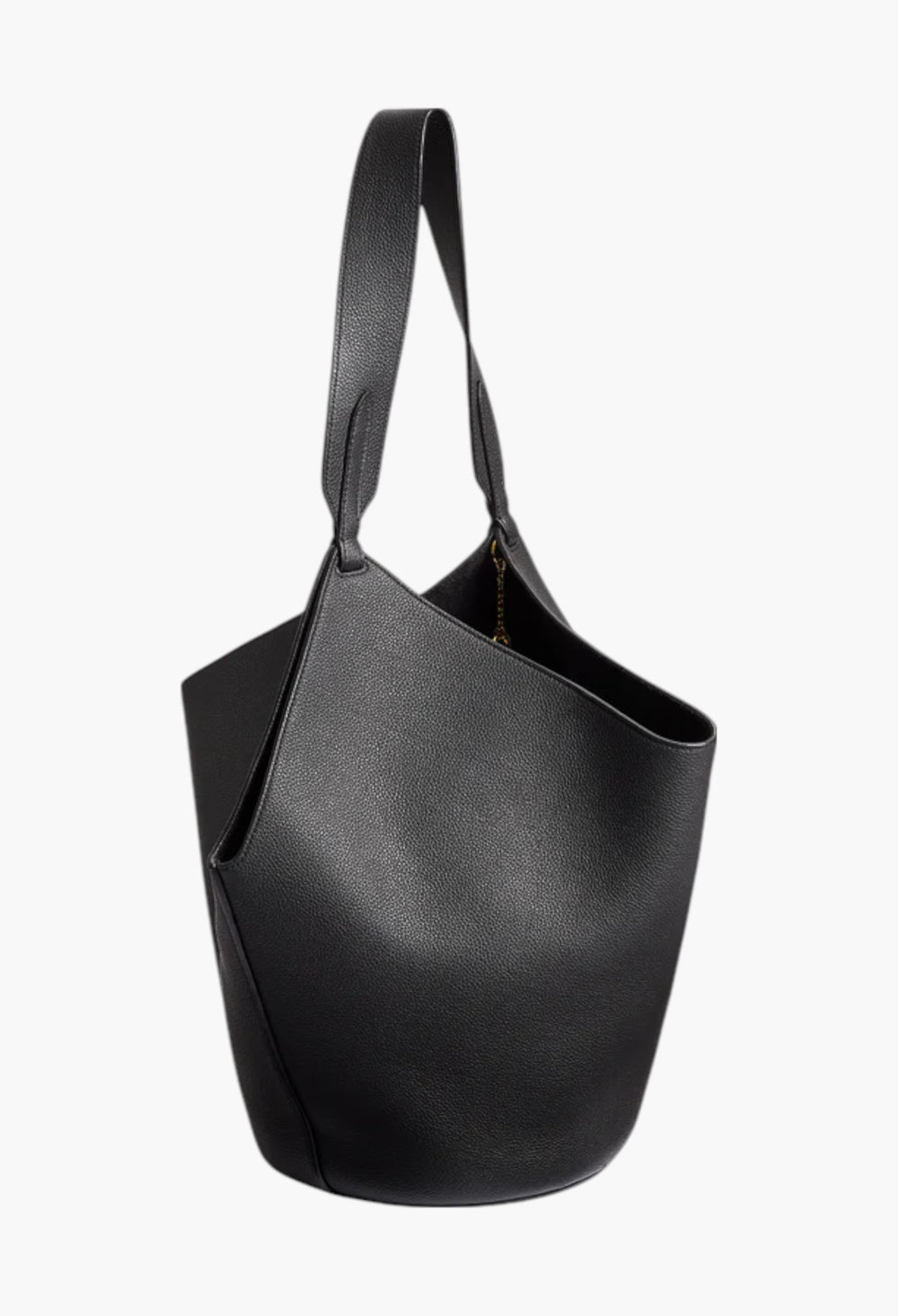 Black Pebbled Leather - Small Lotus Tote - GLAM MODA
