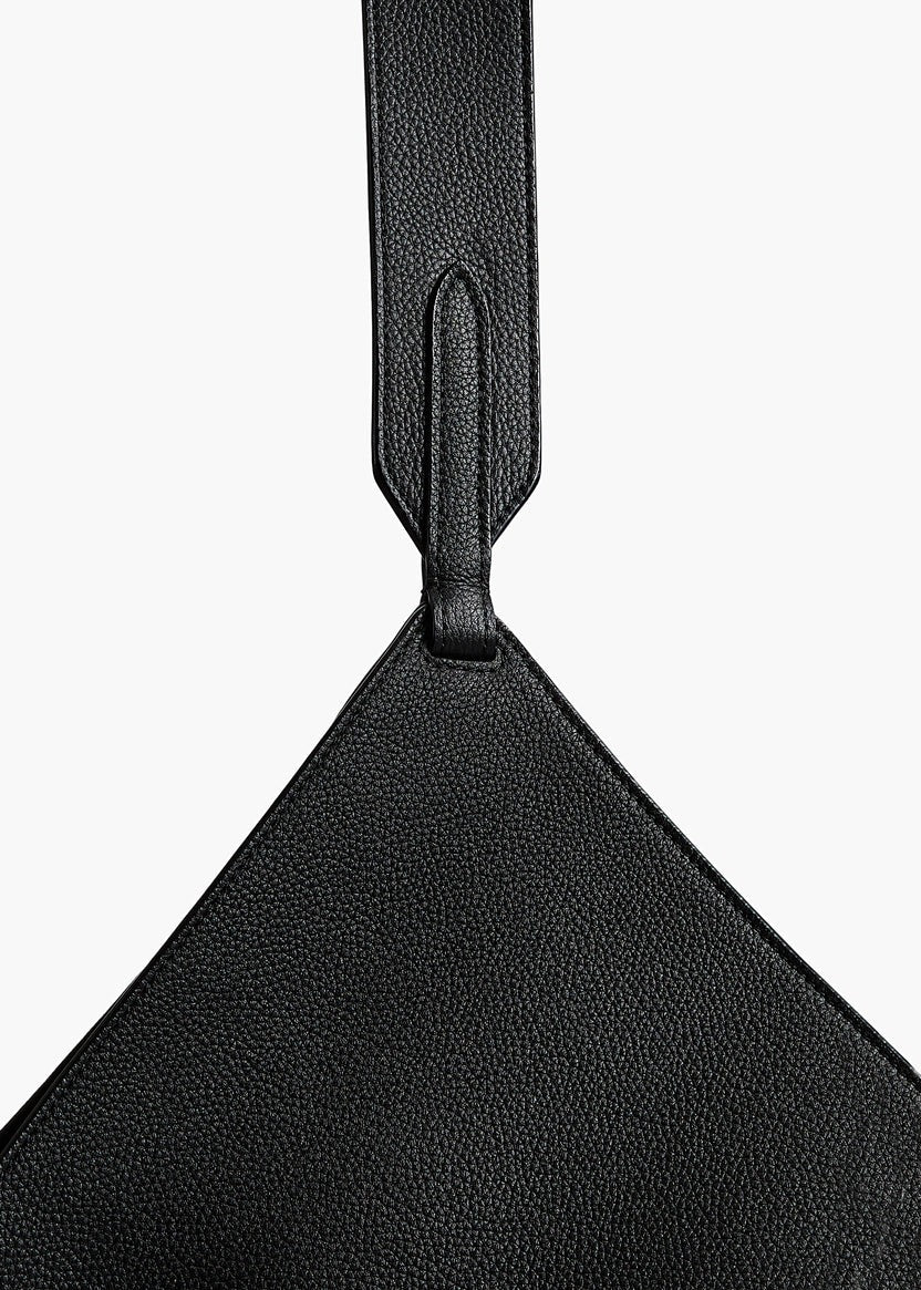 Black Pebbled Leather - Small Lotus Tote - GLAM MODA