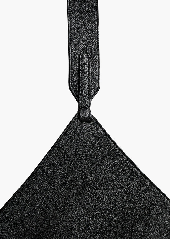 Black Pebbled Leather - Small Lotus Tote - GLAM MODA