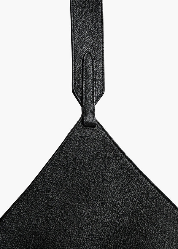 Black Pebbled Leather - Small Lotus Tote