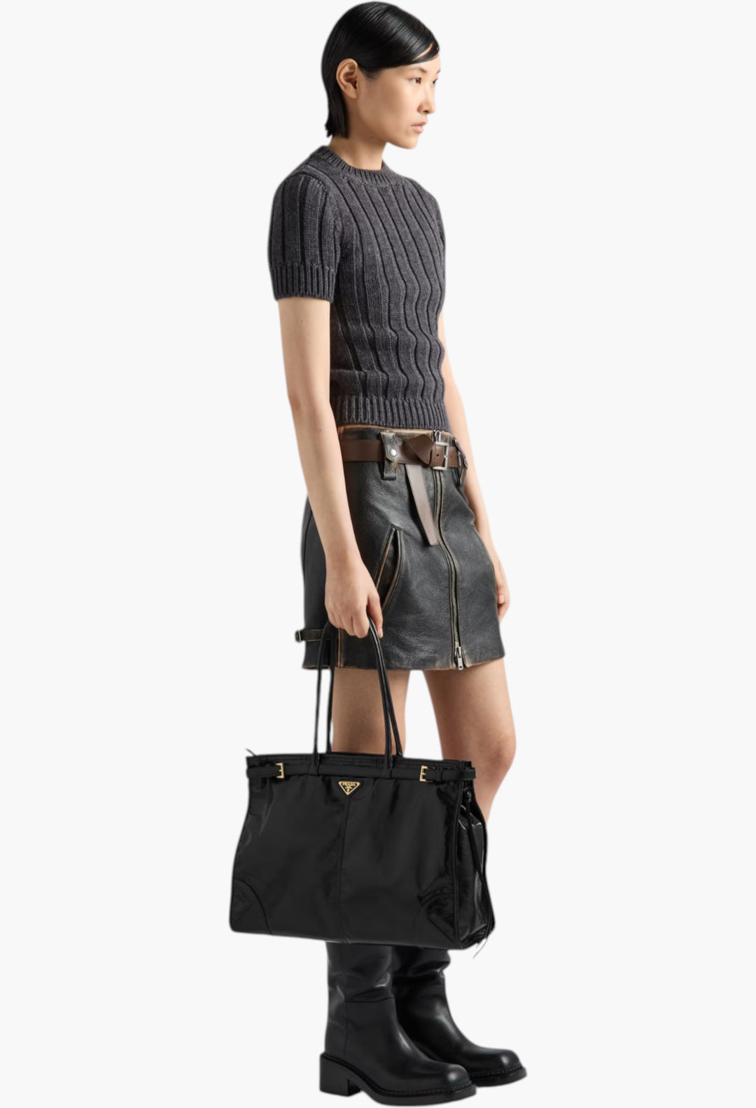 Black - Prada Bonnie Extra Large Leather Handbag - GLAM MODA