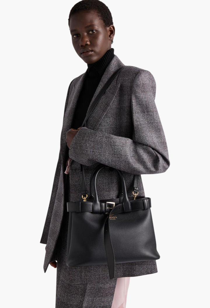 Black - Prada Buckle Small Leather Handbag With Belt - GLAM MODA