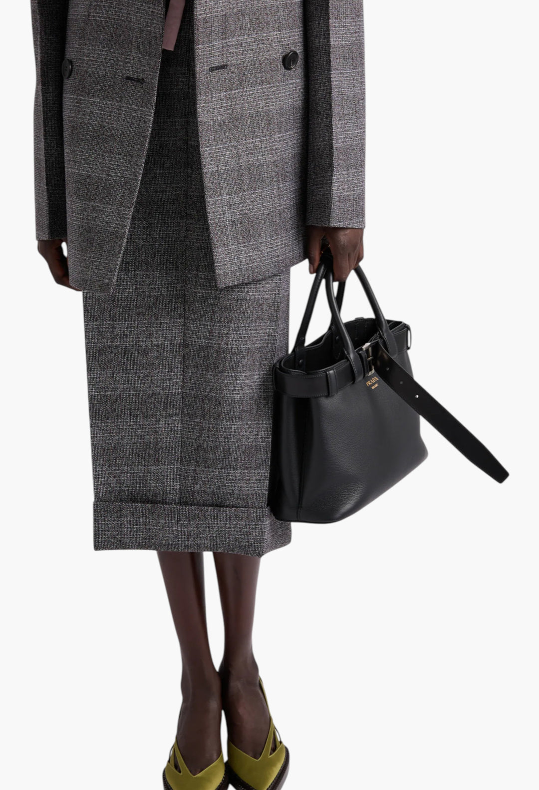 Black - Prada Buckle Small Leather Handbag With Belt - GLAM MODA