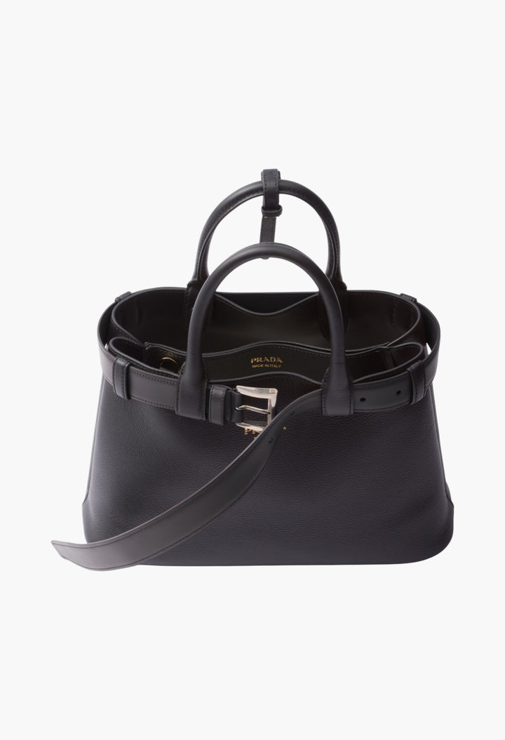 Black - Prada Buckle Small Leather Handbag With Belt - GLAM MODA