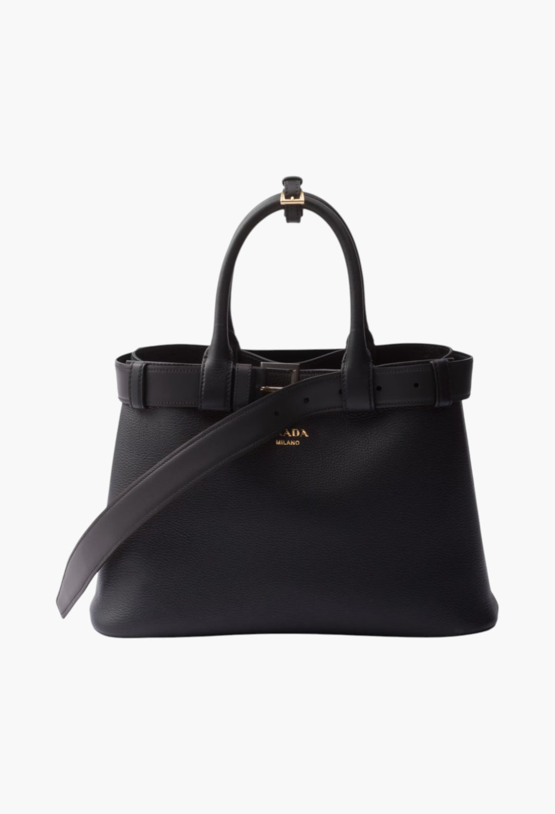 Black - Prada Buckle Small Leather Handbag With Belt - GLAM MODA