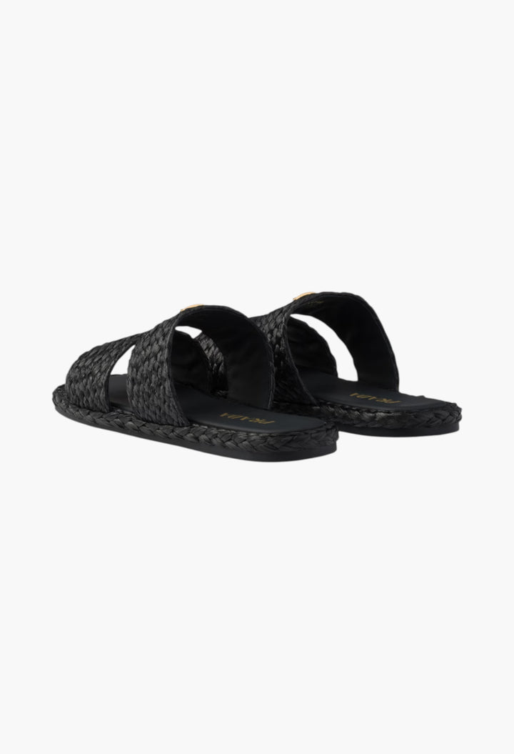 Black - Raffia Slides - GLAM MODA