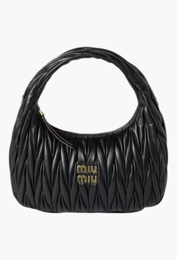 Black Regular - Wander Matelassé Nappa Leather Hobo Bag