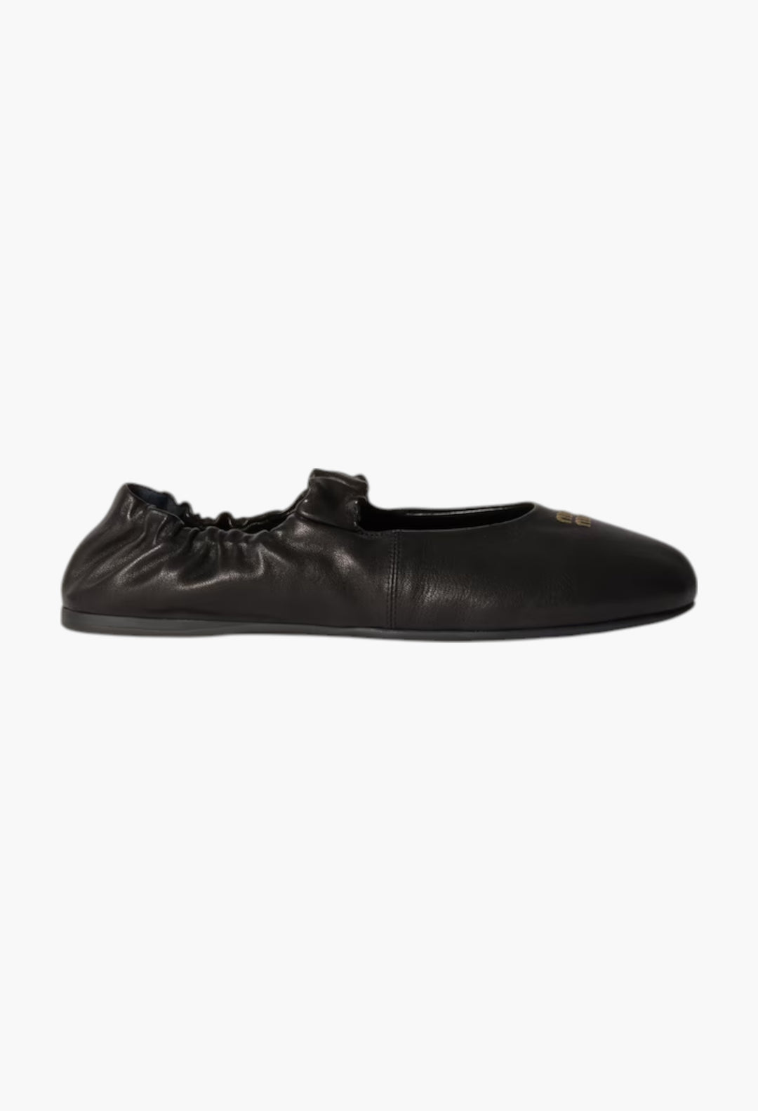 Black - Ruches Nappa Leather Ballerinas - GLAM MODA
