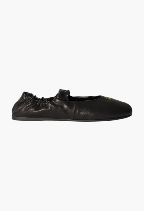 Black - Ruches Nappa Leather Ballerinas