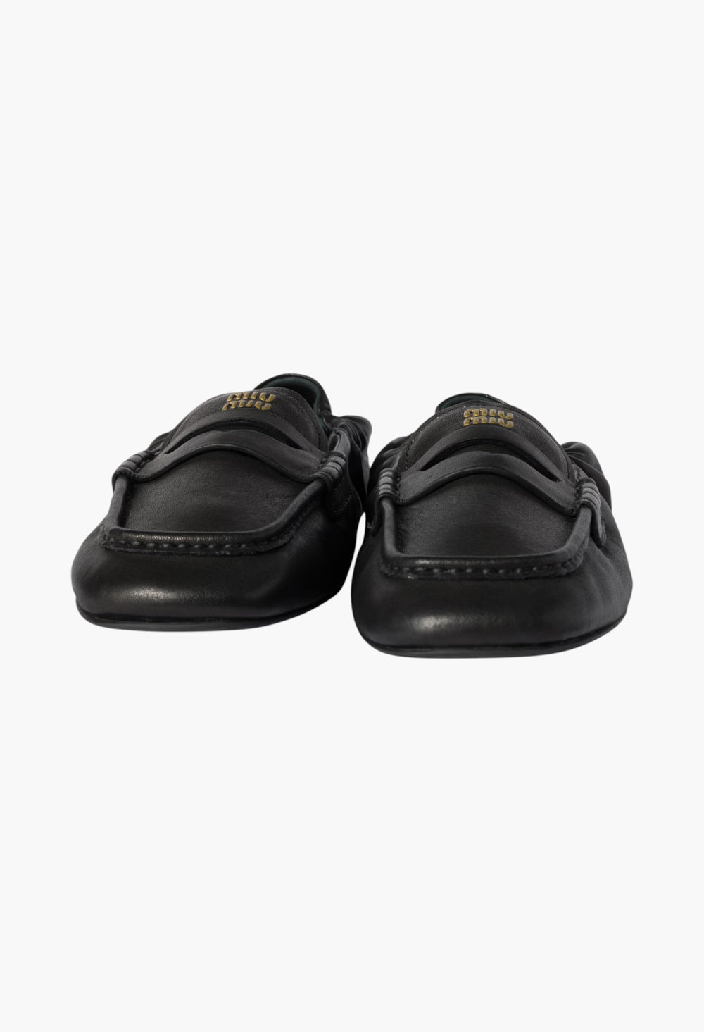 Black - Ruches Nappa Leather Loafers - GLAM MODA