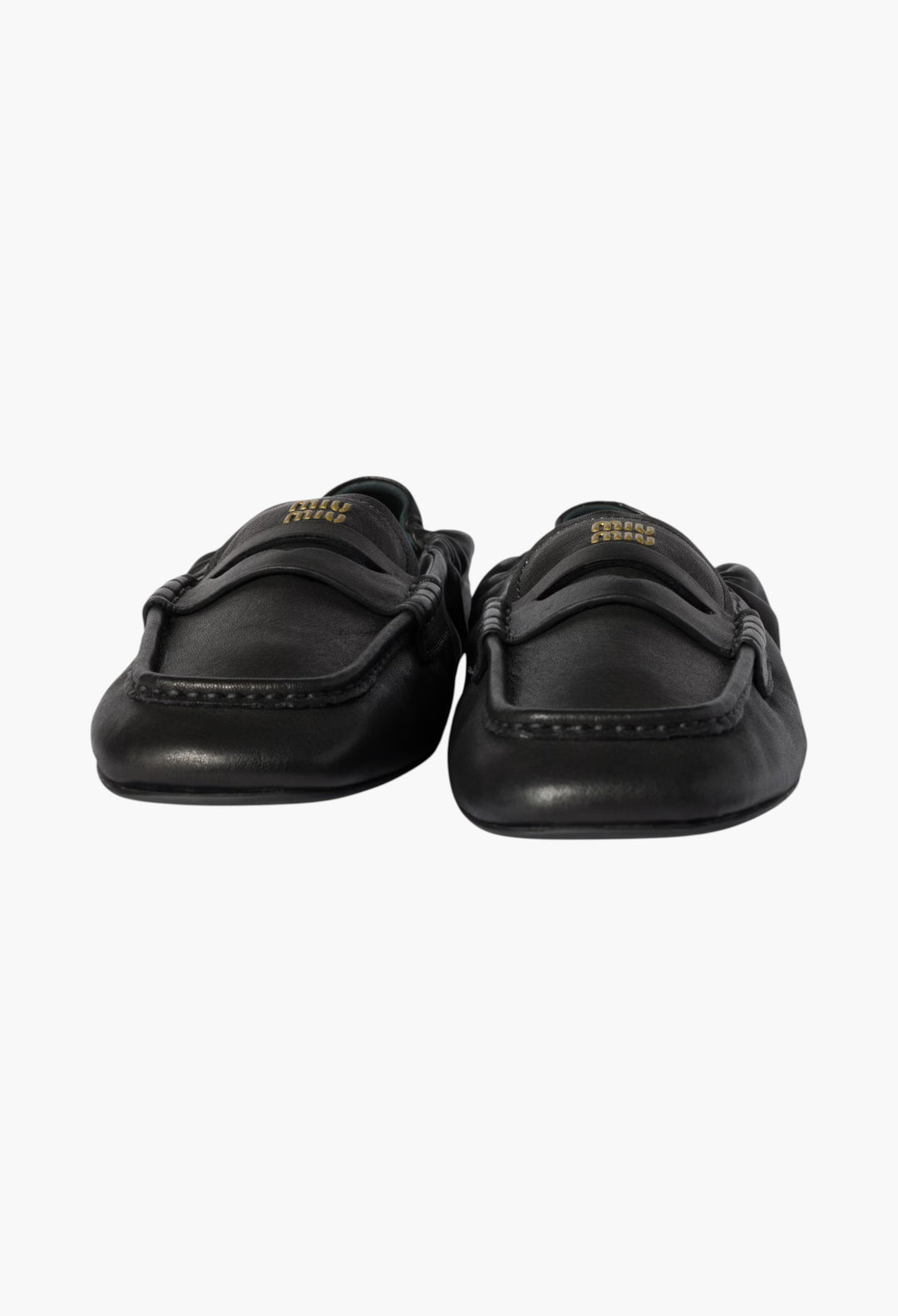 Black - Ruches Nappa Leather Loafers - GLAM MODA