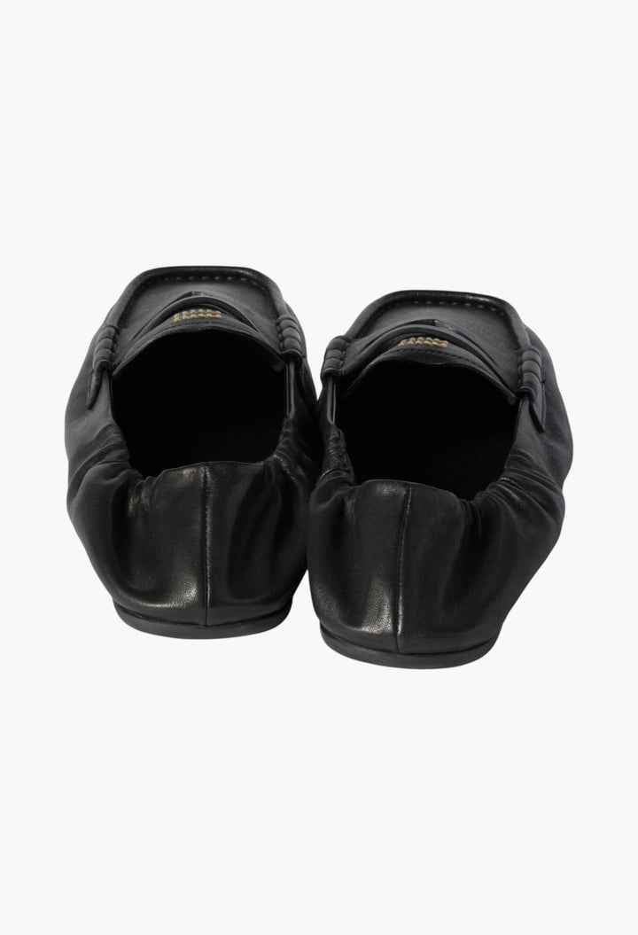 Black - Ruches Nappa Leather Loafers - GLAM MODA