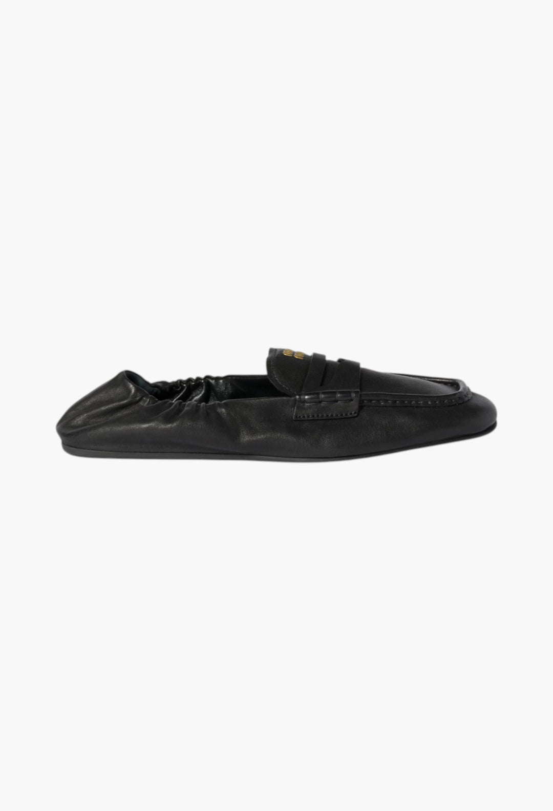 Black - Ruches Nappa Leather Loafers - GLAM MODA