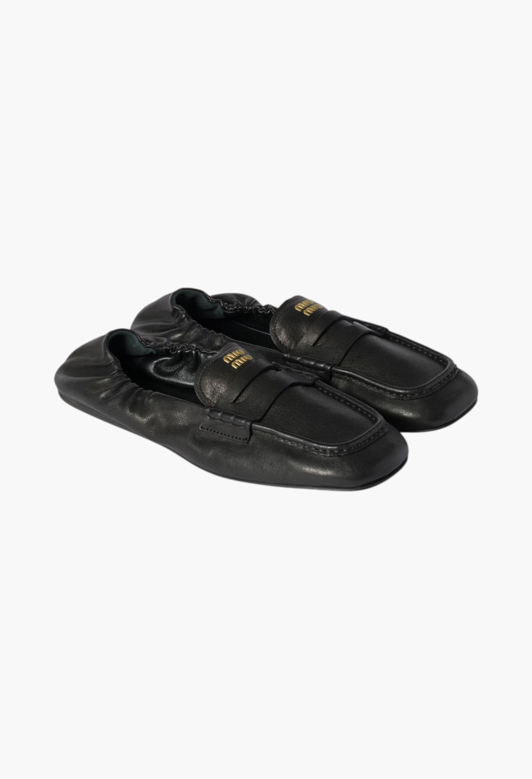 Black - Ruches Nappa Leather Loafers - GLAM MODA