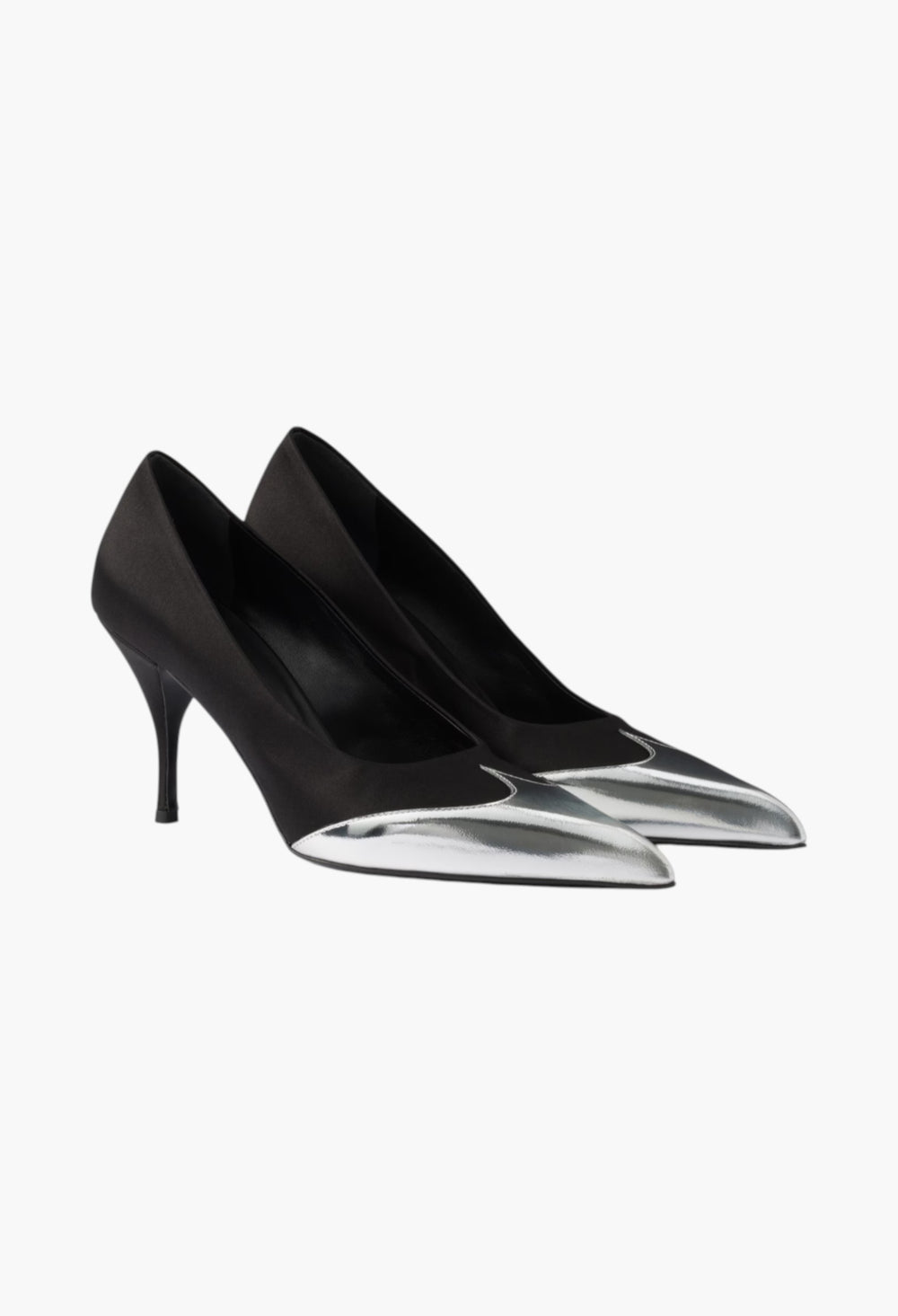 Black - Satin And Metallic Leather Pumps - GLAM MODA