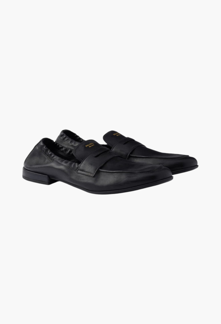 Black - Shuffle Antiqued Leather Loafers - GLAM MODA