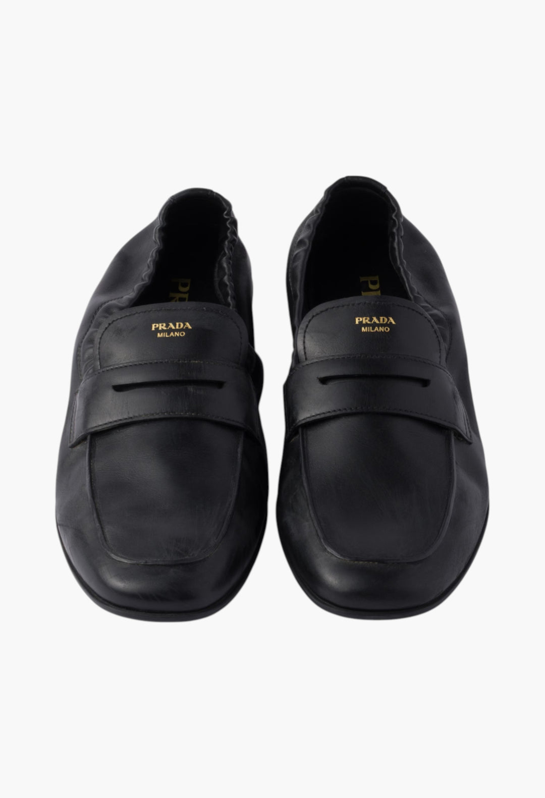 Black - Shuffle Antiqued Leather Loafers - GLAM MODA