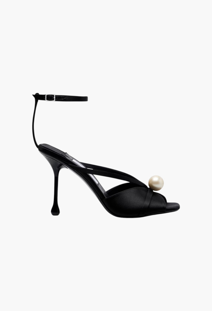 Black - Siva 95 Embellished Satin Sandals - GLAM MODA