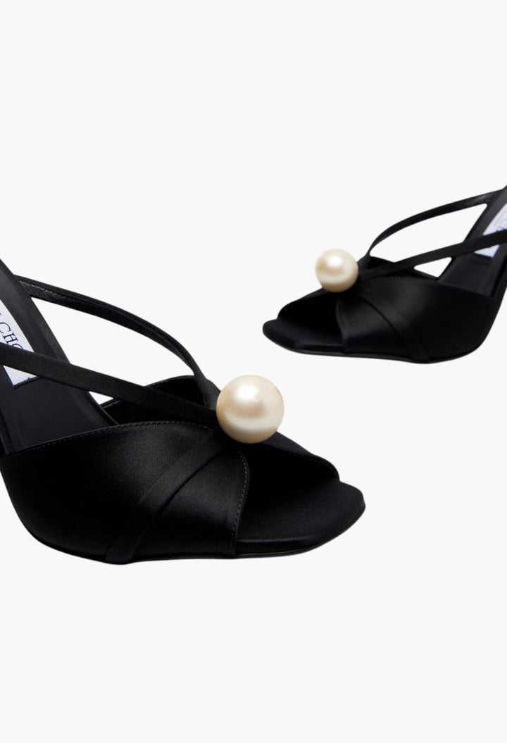 Black - Siva 95 Embellished Satin Sandals - GLAM MODA
