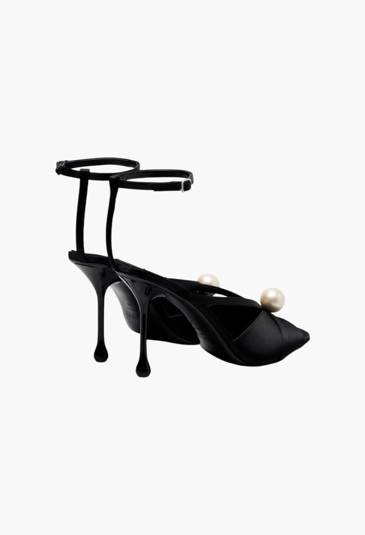 Black - Siva 95 Embellished Satin Sandals - GLAM MODA