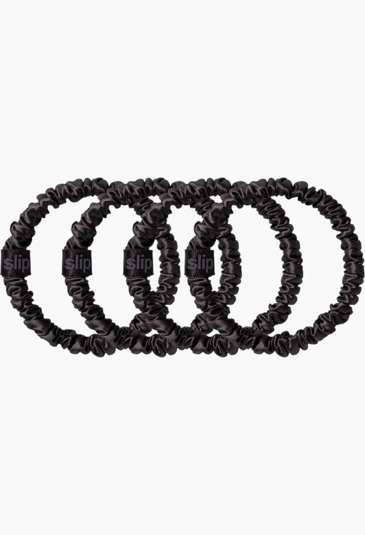 Black - Slip Pure Silk Skinny Scrunchies - GLAM MODA