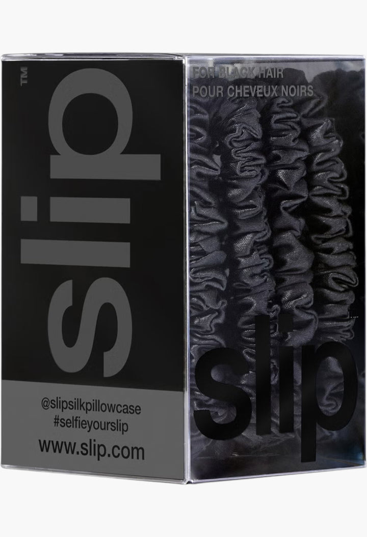 Black - Slip Pure Silk Skinny Scrunchies - GLAM MODA