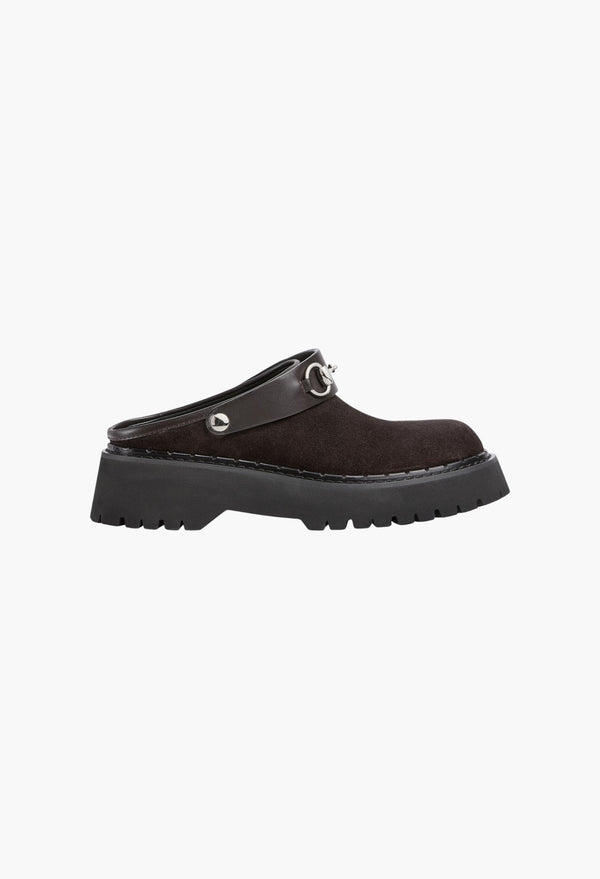 Black Suede - Women's Mule With Horsebit