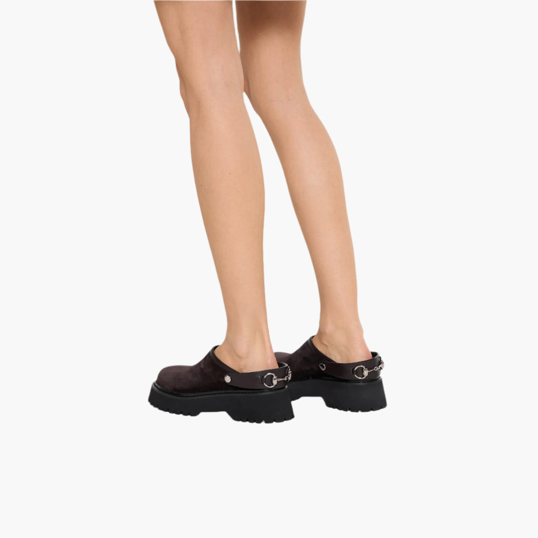 Black Suede - Women's Mule With Horsebit - GLAM MODA