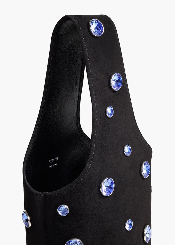 Black Suede with Midnight Crystals -  Livia Bag