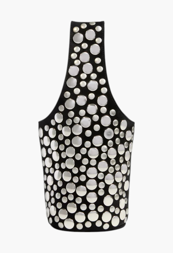 Black Suede with Silver Studs -  Livia Bag - GLAM MODA