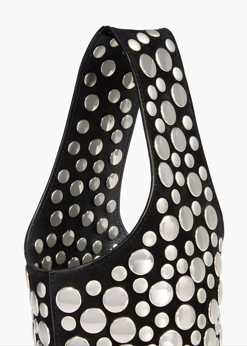 Black Suede with Silver Studs -  Livia Bag - GLAM MODA