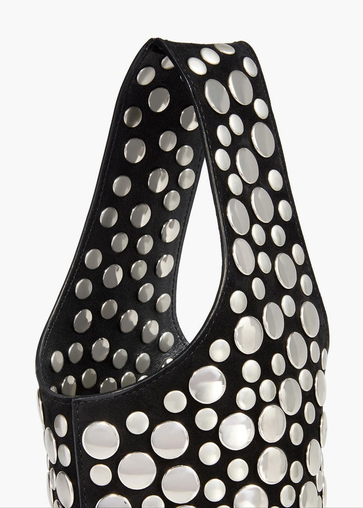 Black Suede with Silver Studs -  Livia Bag - GLAM MODA