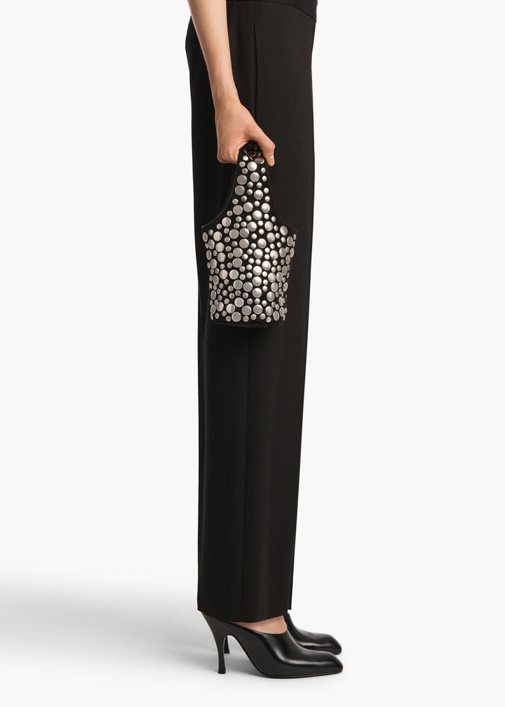 Black Suede with Silver Studs -  Livia Bag - GLAM MODA
