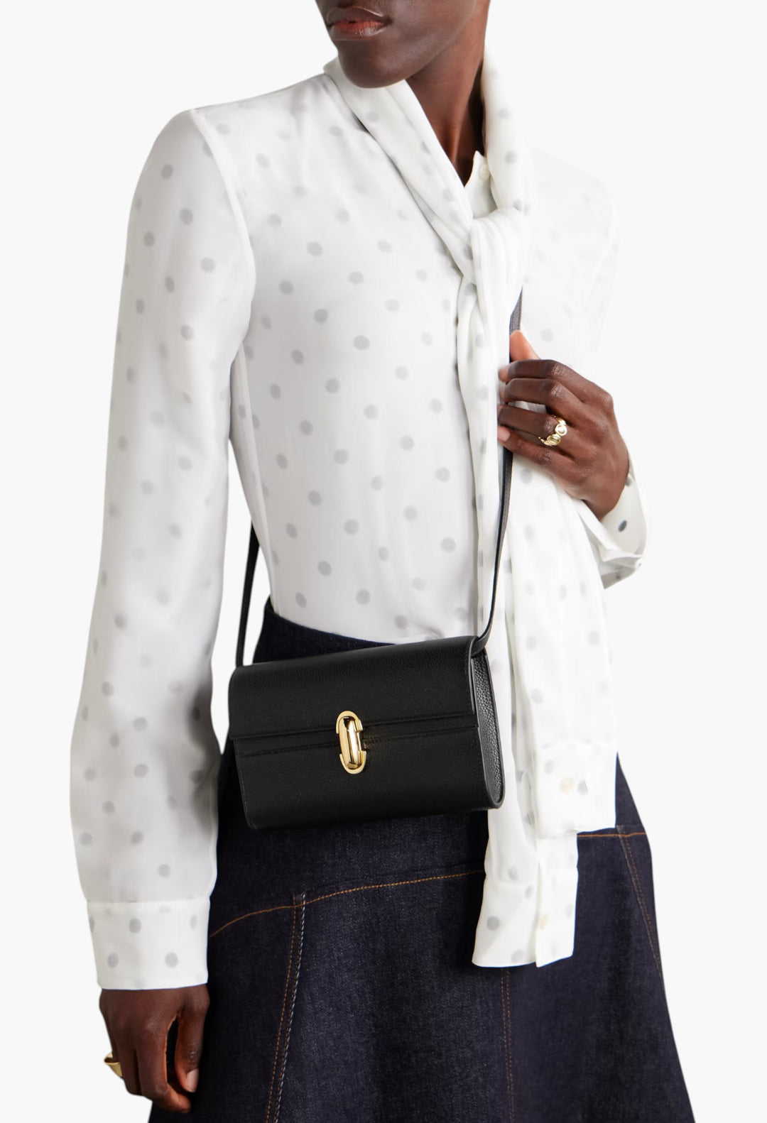 Black - Symmetry Mini Textured-Leather Shoulder Bag - GLAM MODA