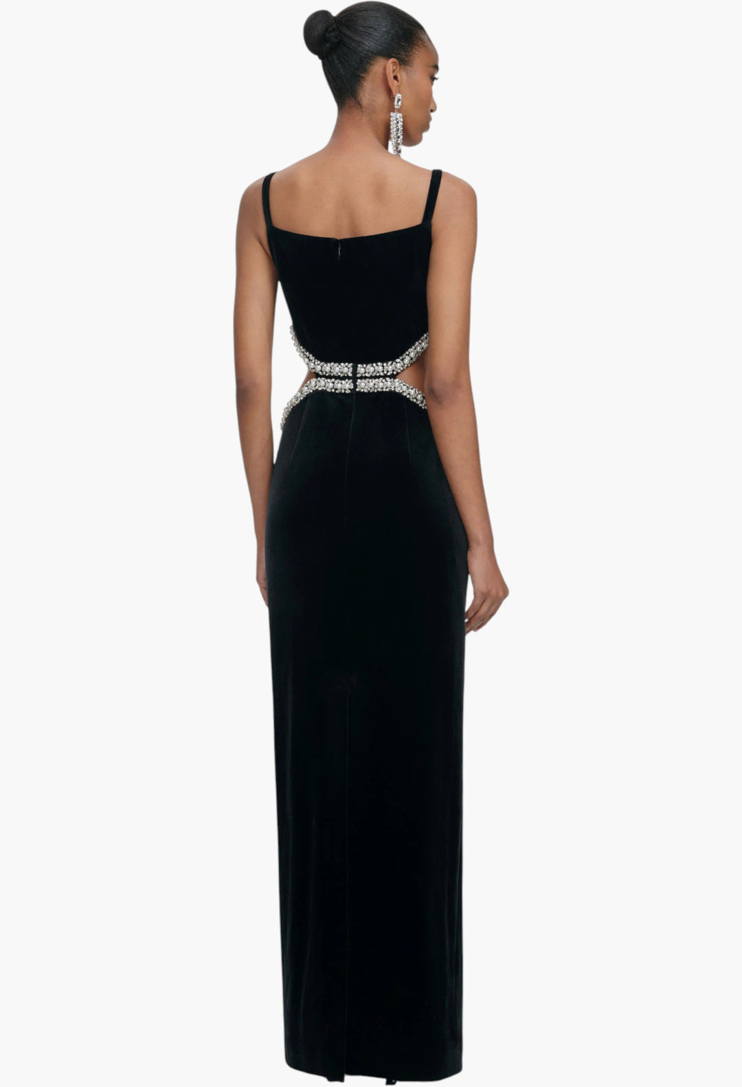 Black Velvet Cut Out Maxi Dress - GLAM MODA