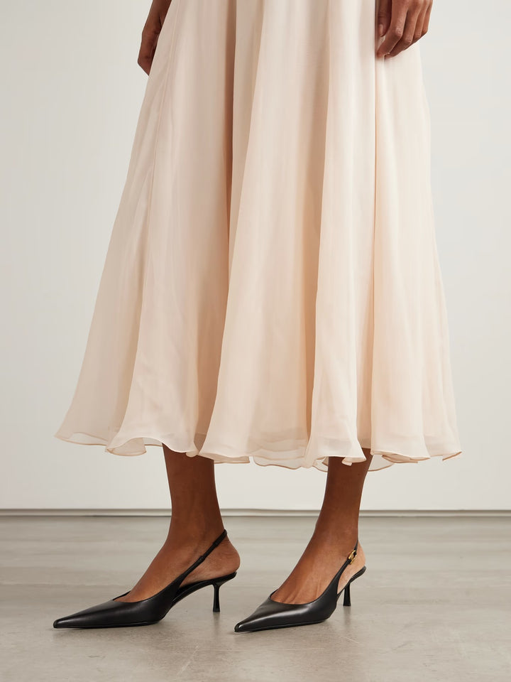 Black - Vendôme Embellished Leather Slingback Pumps - GLAM MODA