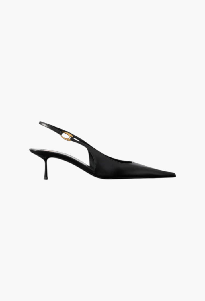 Black - Vendôme Embellished Leather Slingback Pumps - GLAM MODA