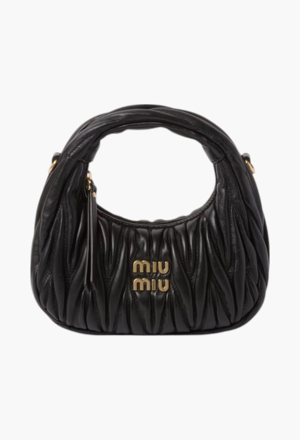 Black - Wander Matelassé Nappa Leather Hobo Mini-Bag