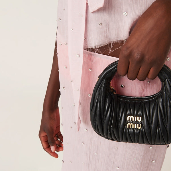 Black - Wander Matelassé Nappa Leather Hobo Mini-Bag