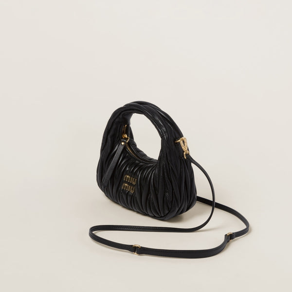 Black - Wander Matelassé Nappa Leather Hobo Mini-Bag