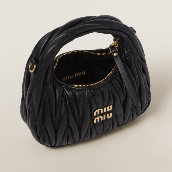Black - Wander Matelassé Nappa Leather Hobo Mini-Bag